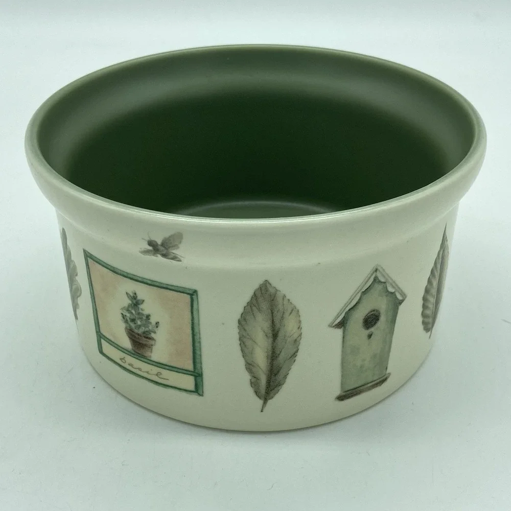 Pfaltzgraff Naturewood Open Butter Tub Crock Sage Cottagecore Vintage Farmhouse